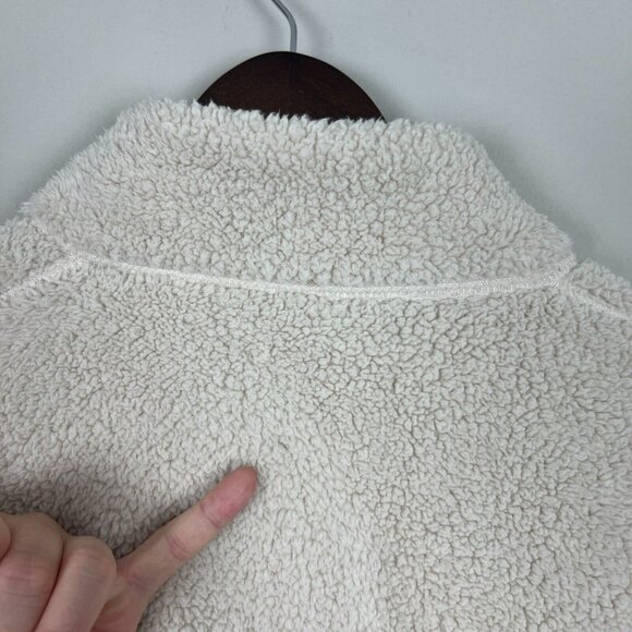 Uniqlo Fleece Sherpa Jacket Womens Medium Cream High Neck Full Zip Front Cozy M - Picture 6 of 13